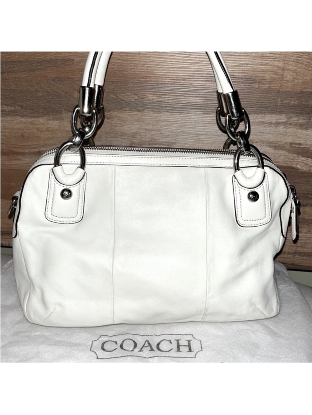 Coach🤍White Leather Pink Satin Interior
Satchel Handbag 🌸BEAUTIFUL - Picture 5 of 14